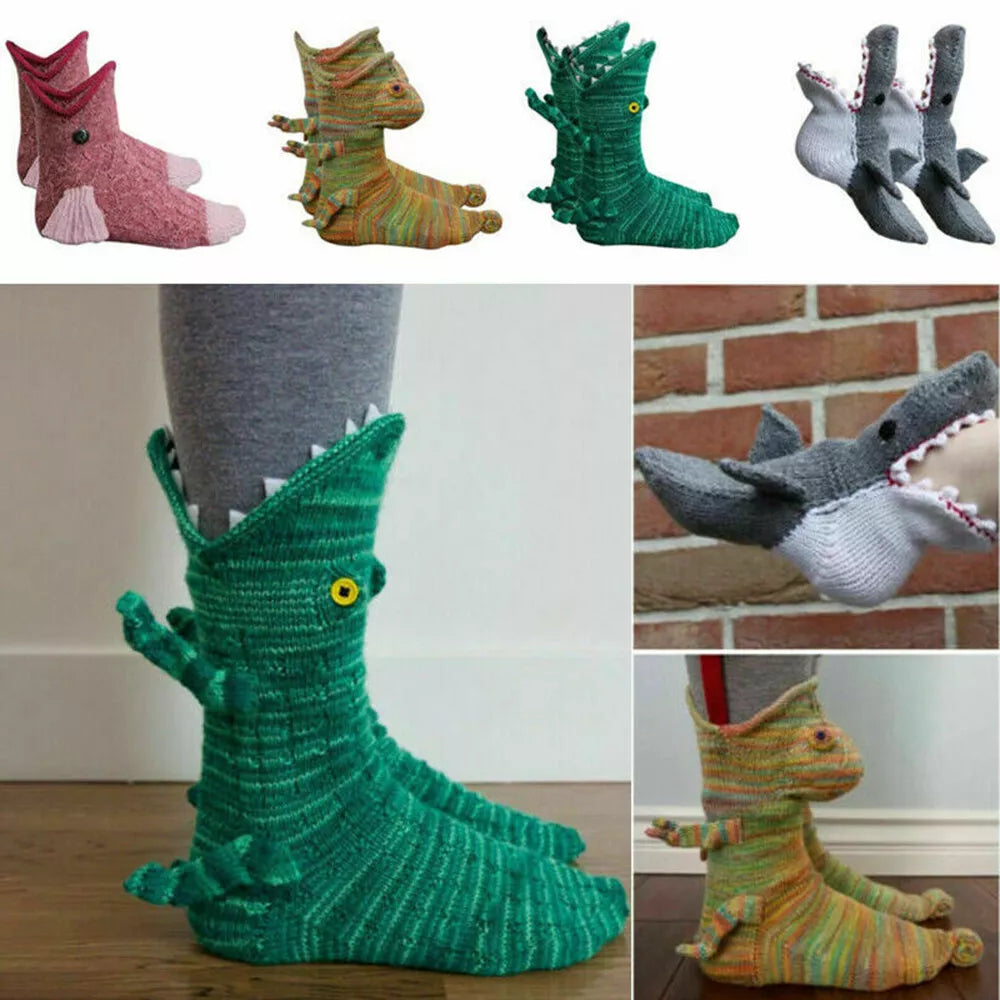 3D Knitted Crocodile Socks