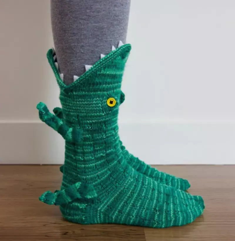 3D Knitted Crocodile Socks