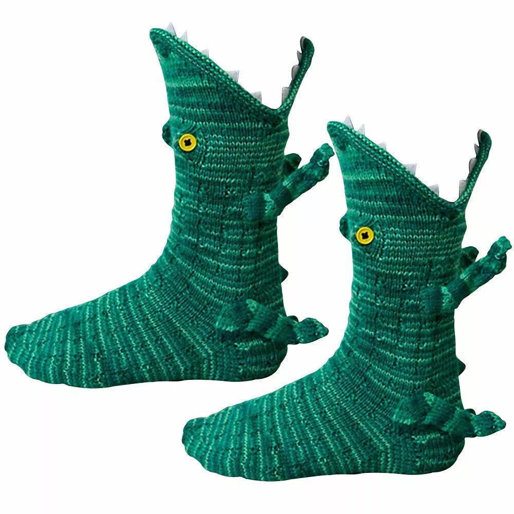 3D Knitted Crocodile Socks