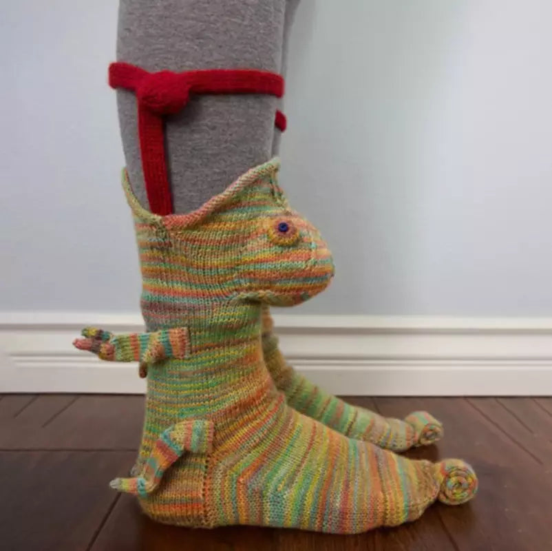 3D Knitted Crocodile Socks