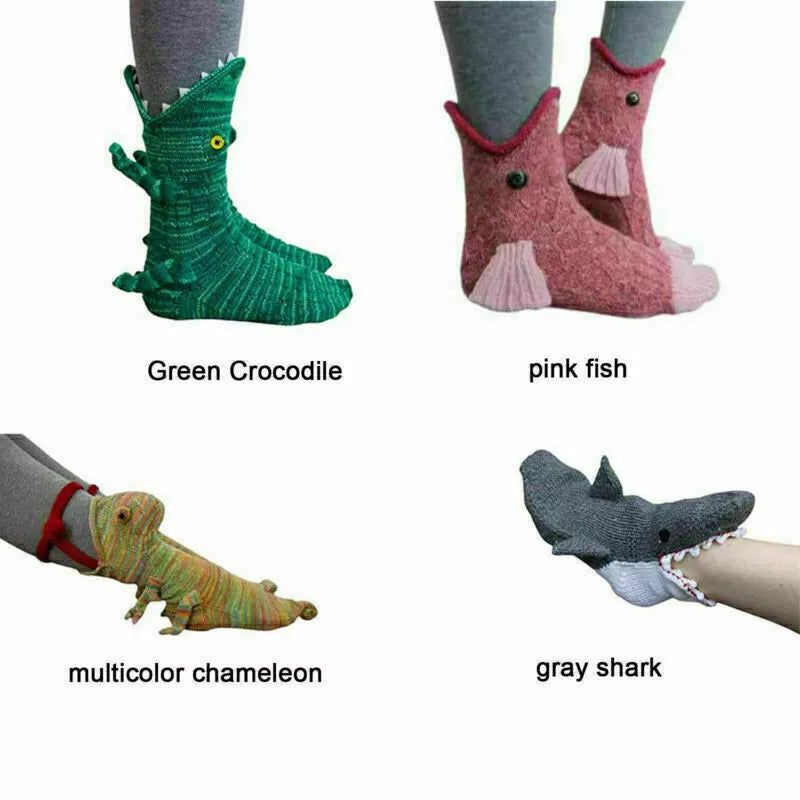 3D Knitted Crocodile Socks