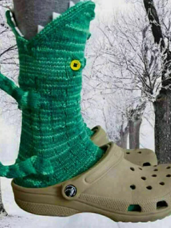 3D Knitted Crocodile Socks