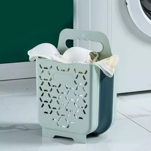 Wall-Mounted Laundry Basket - Compact Breathable Organizer - WashN'Hang - Myhomepleasure, Grey / XL Blue