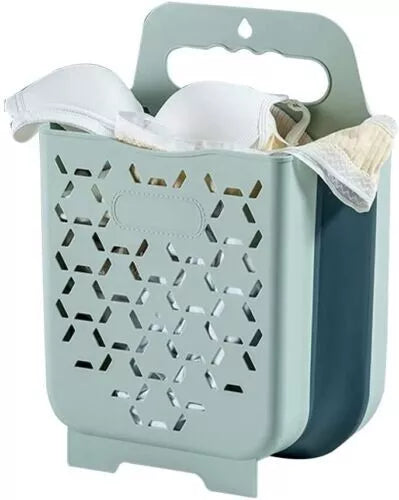 Wall-Mounted Laundry Basket - Compact Breathable Organizer - WashN'Hang - Myhomepleasure, Grey / XL Blue