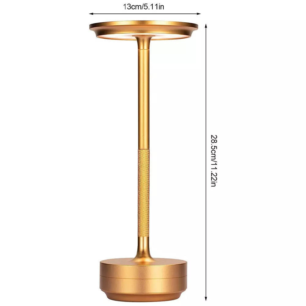 Table Led Lamp - Ambient Metallic Cordless Table Lamp - Rechargeable Waterproof, Gold / 1x Lamp