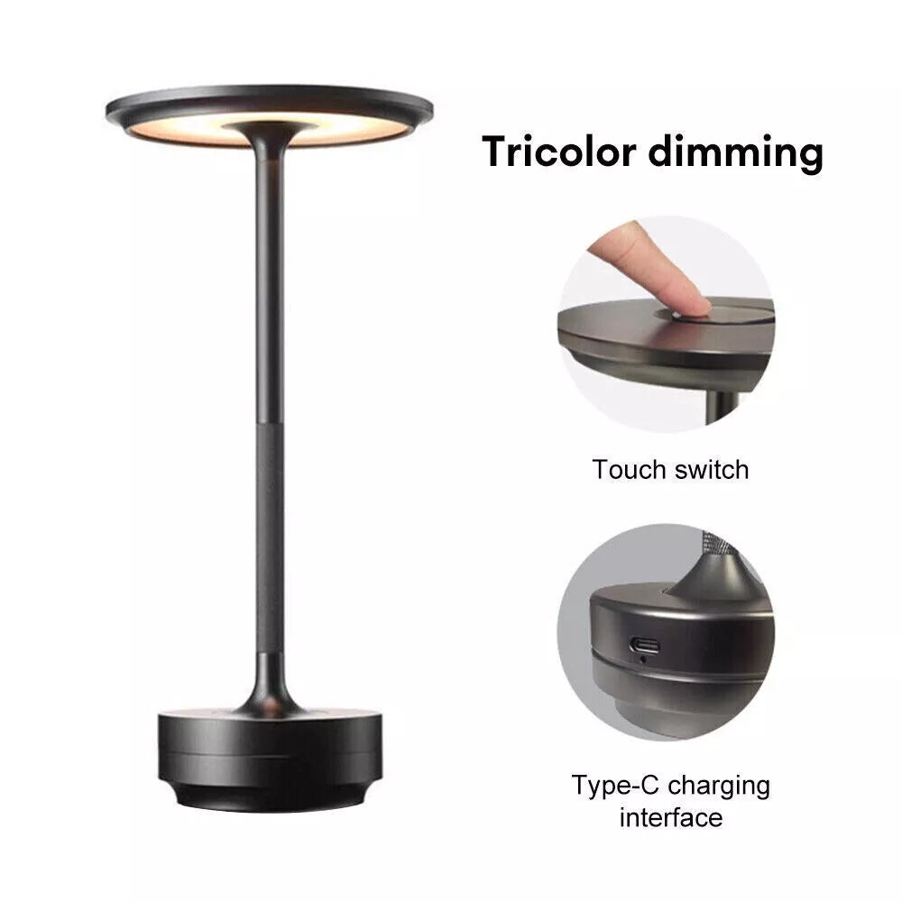 Table Led Lamp - Ambient Metallic Cordless Table Lamp - Rechargeable Waterproof, Gold / 1x Lamp