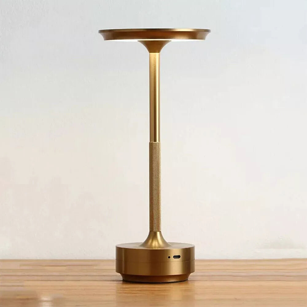 Table Led Lamp - Ambient Metallic Cordless Table Lamp - Rechargeable Waterproof, Gold / 1x Lamp