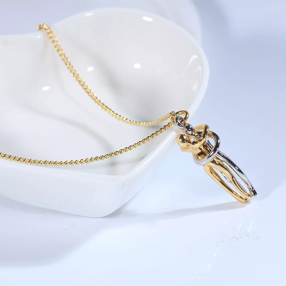 Inseparable Couple Hug Necklace, Unisex Lovers Hugging Pendant Necklace