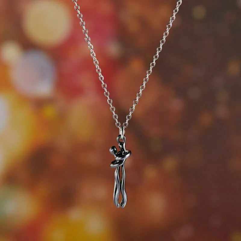 Inseparable Couple Hug Necklace, Unisex Lovers Hugging Pendant Necklace