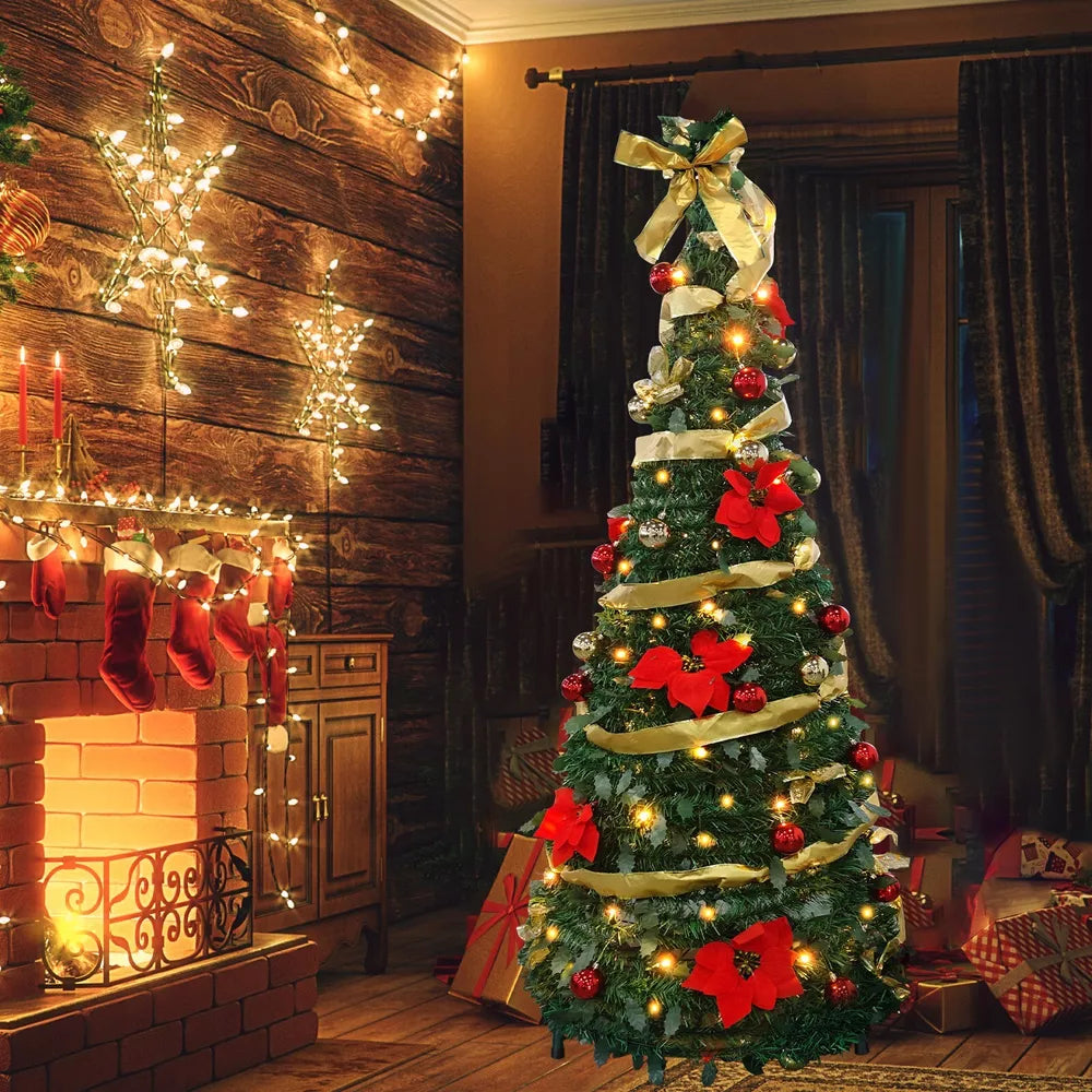 Folding Christmas Tree Decoration, Warm / 1.8m / 5.9ft
