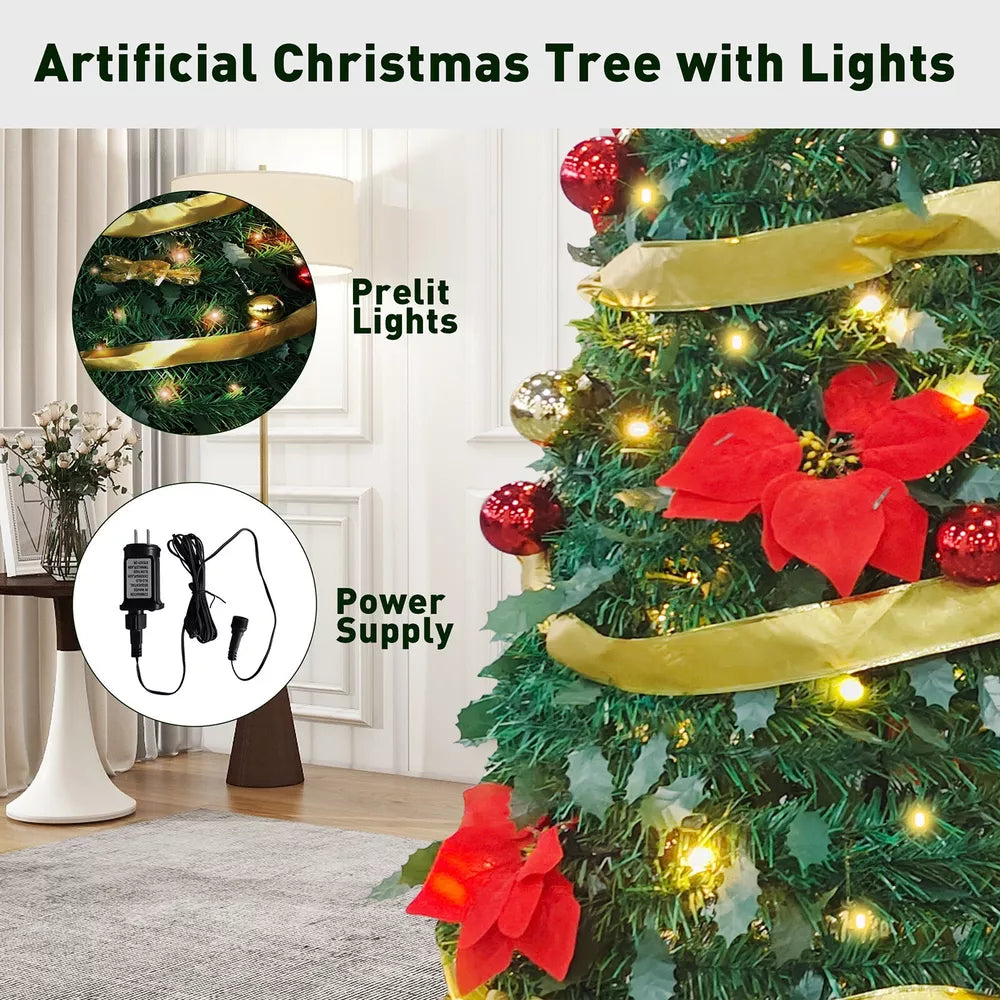 Folding Christmas Tree Decoration, Warm / 1.8m / 5.9ft