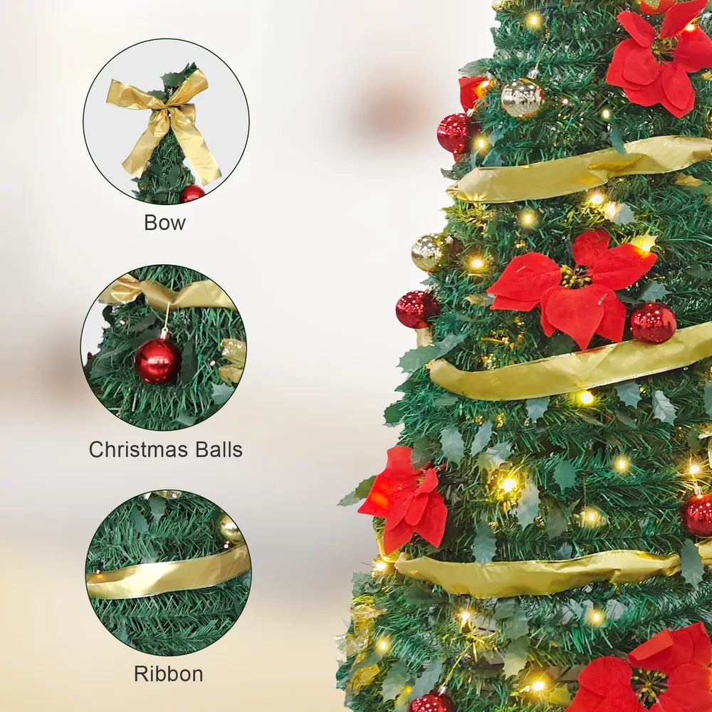 Folding Christmas Tree Decoration, Warm / 1.8m / 5.9ft