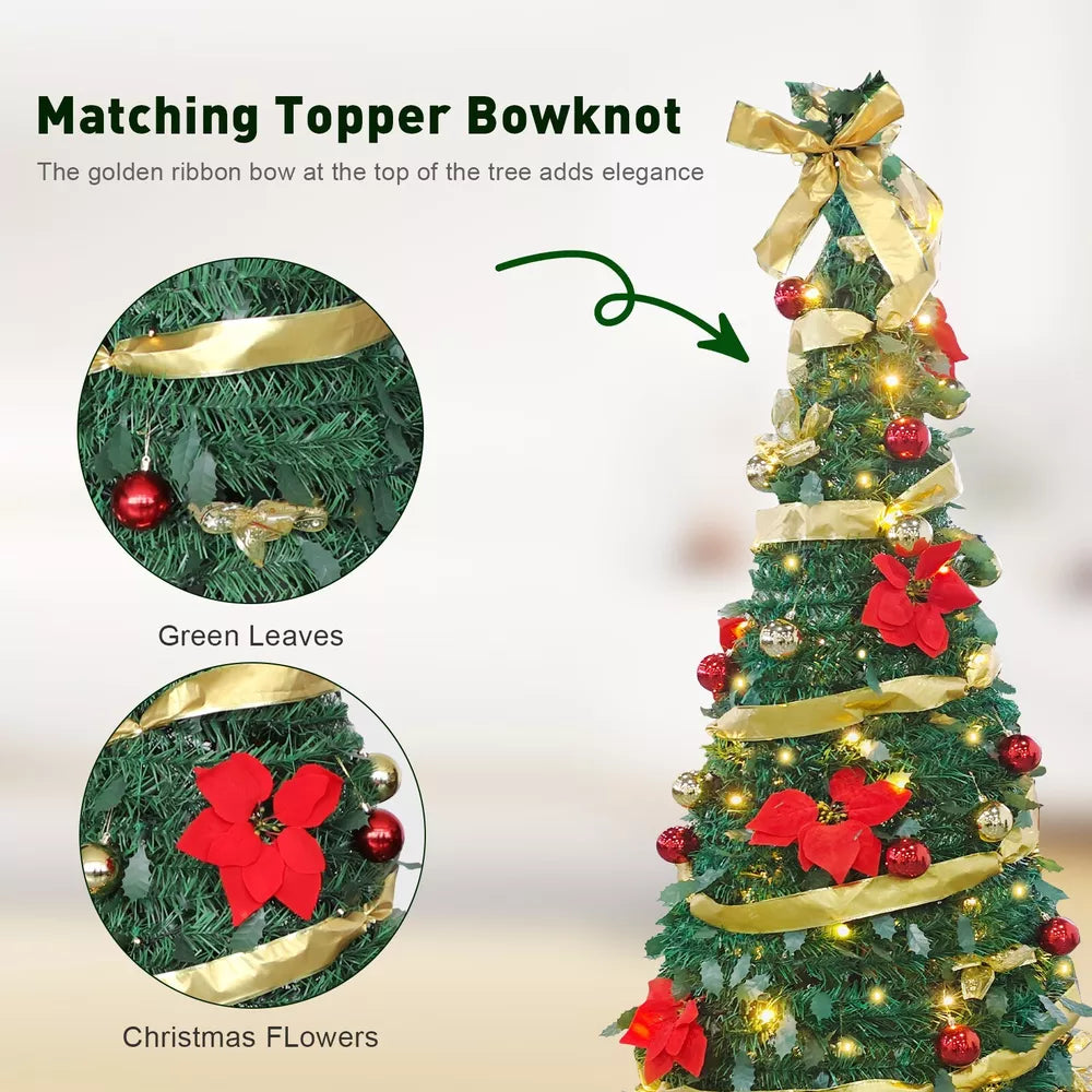 Folding Christmas Tree Decoration, Warm / 1.8m / 5.9ft