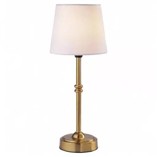 Cordless Retro Fabric Led Table Lamp, Gold / Cotton
