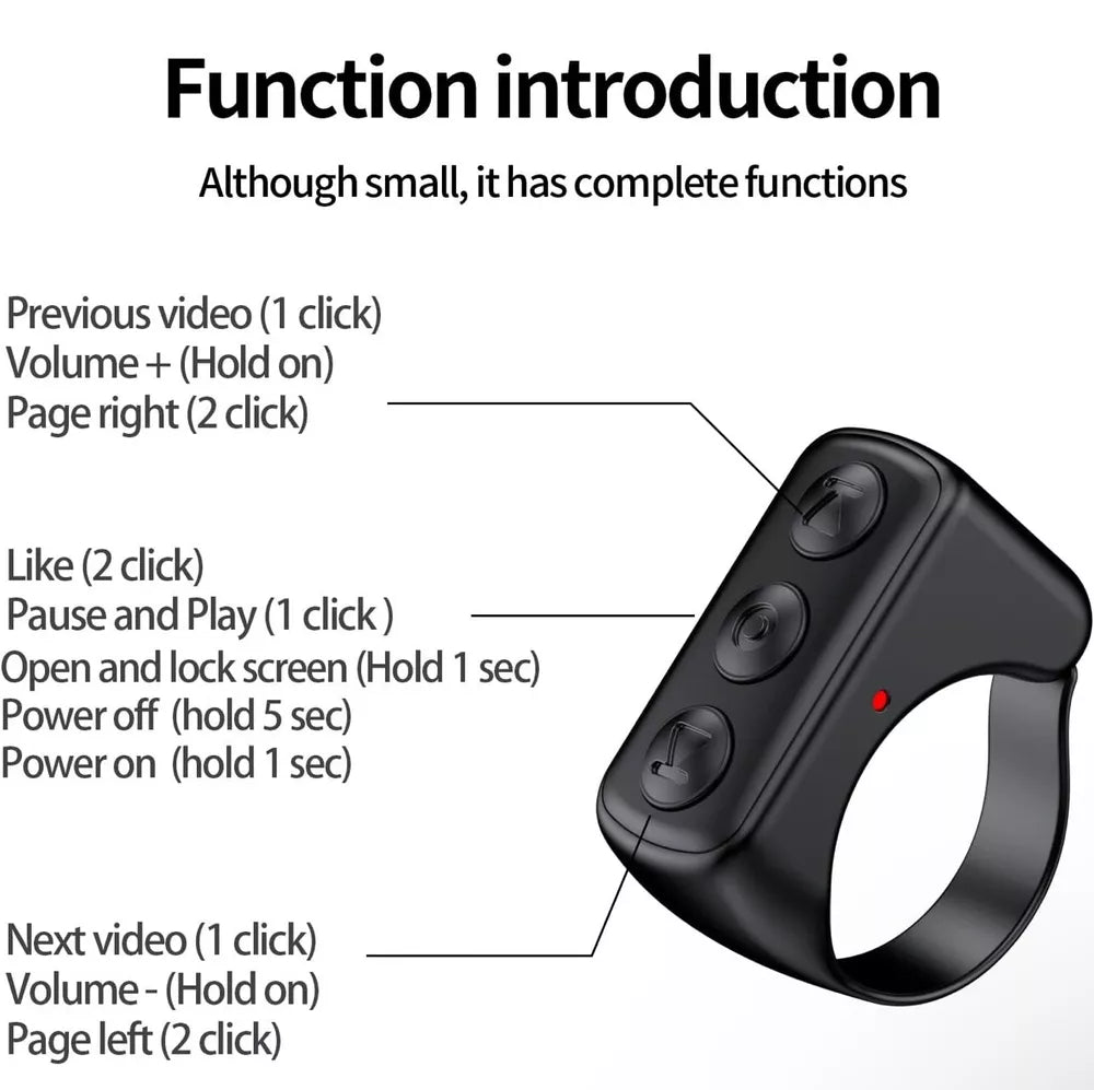 Bluetooth TikTok Smart Scrolling Ring – Hands-Free Phone Control