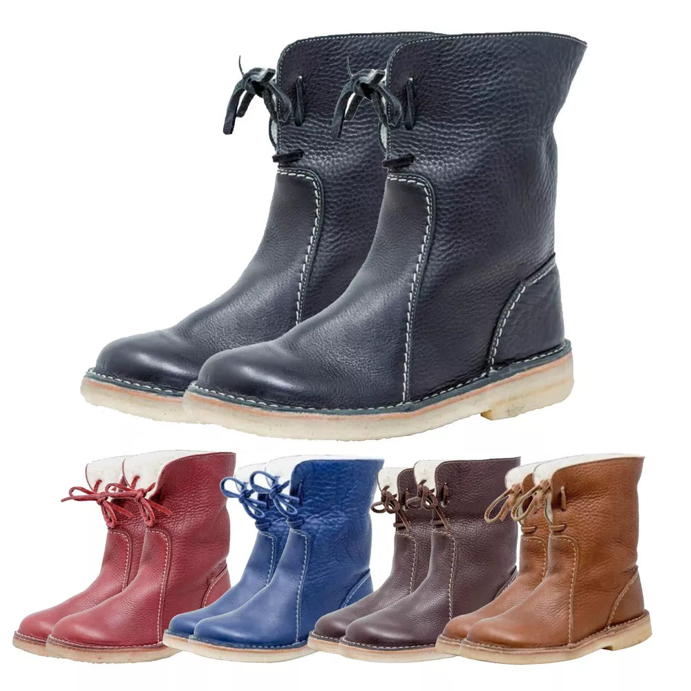 Vintage Buttery-Soft Waterproof Wool Lining Boots