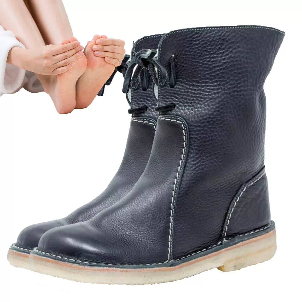 Vintage Buttery-Soft Waterproof Wool Lining Boots
