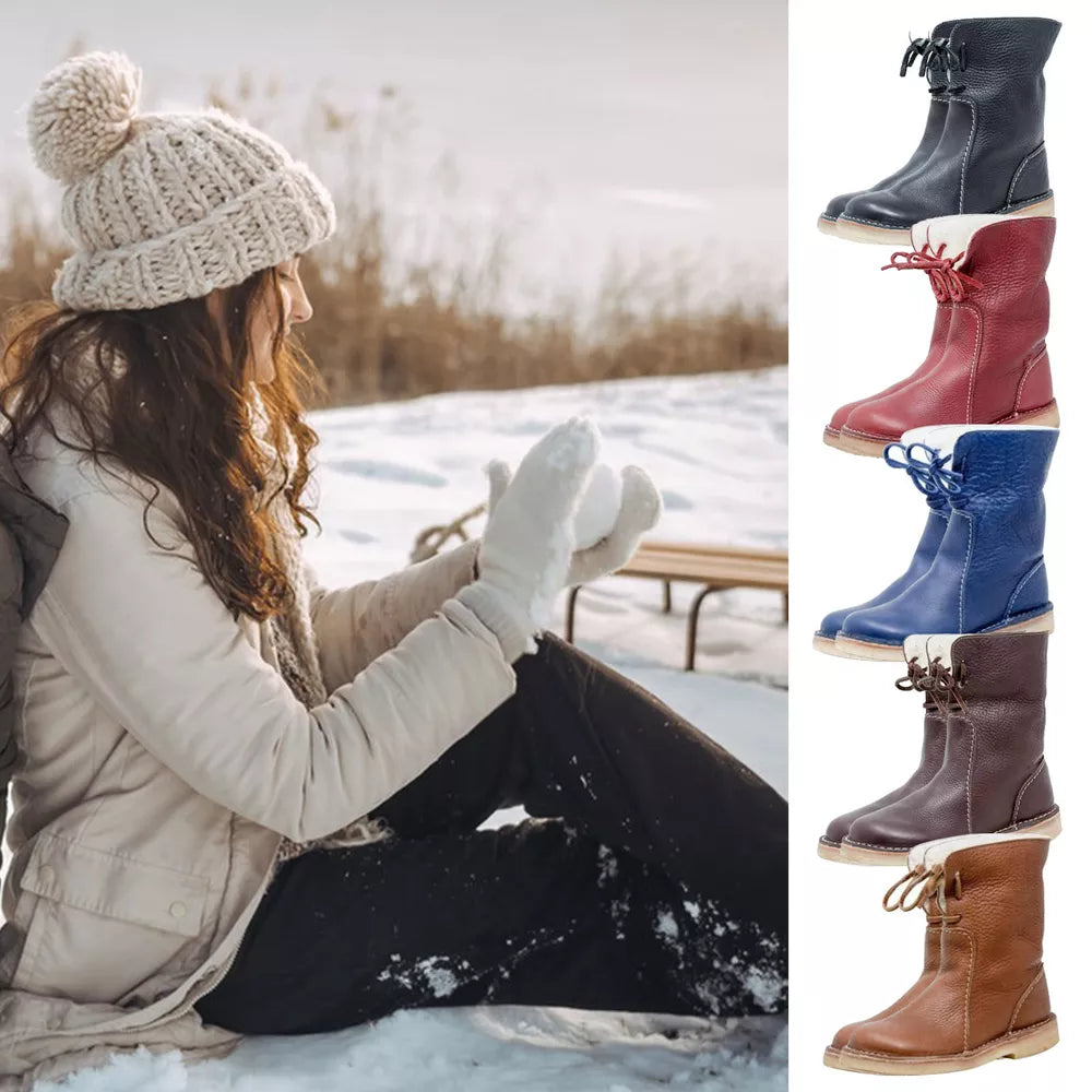 Vintage Buttery-Soft Waterproof Wool Lining Boots