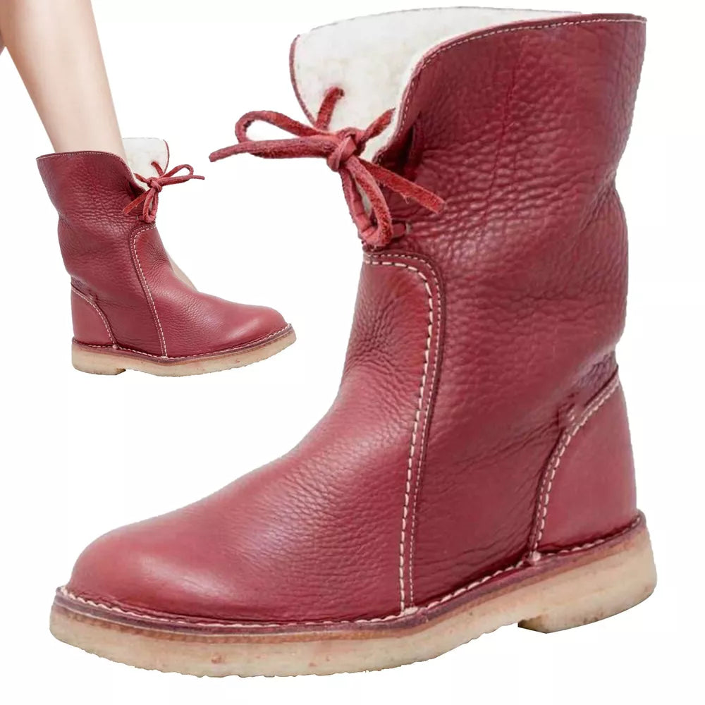 Vintage Buttery-Soft Waterproof Wool Lining Boots