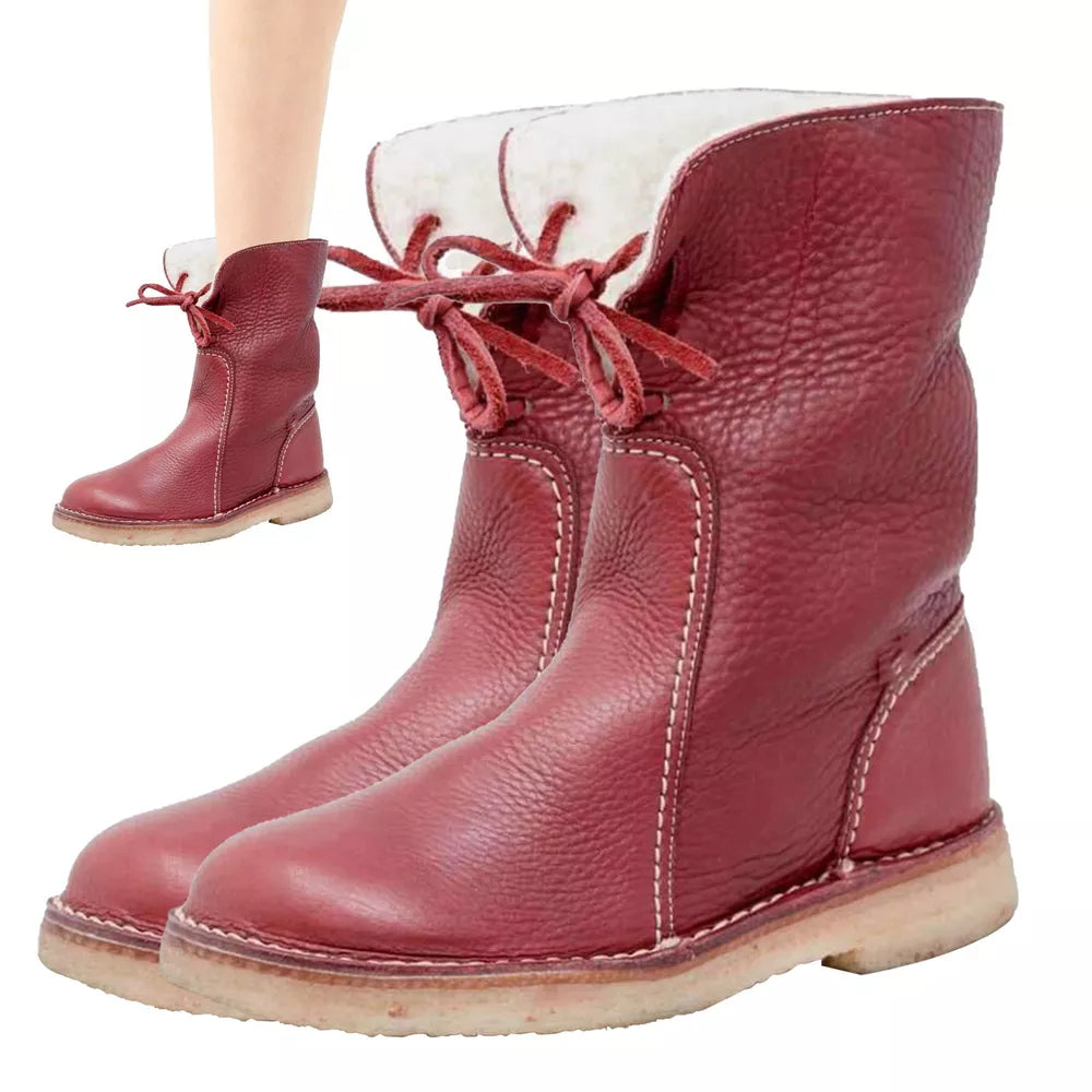 Vintage Buttery-Soft Waterproof Wool Lining Boots