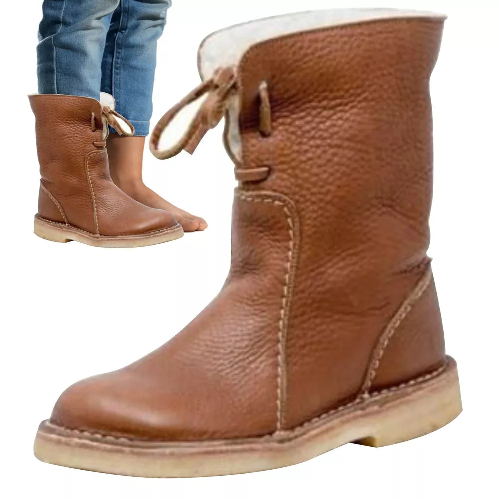 Vintage Buttery-Soft Waterproof Wool Lining Boots