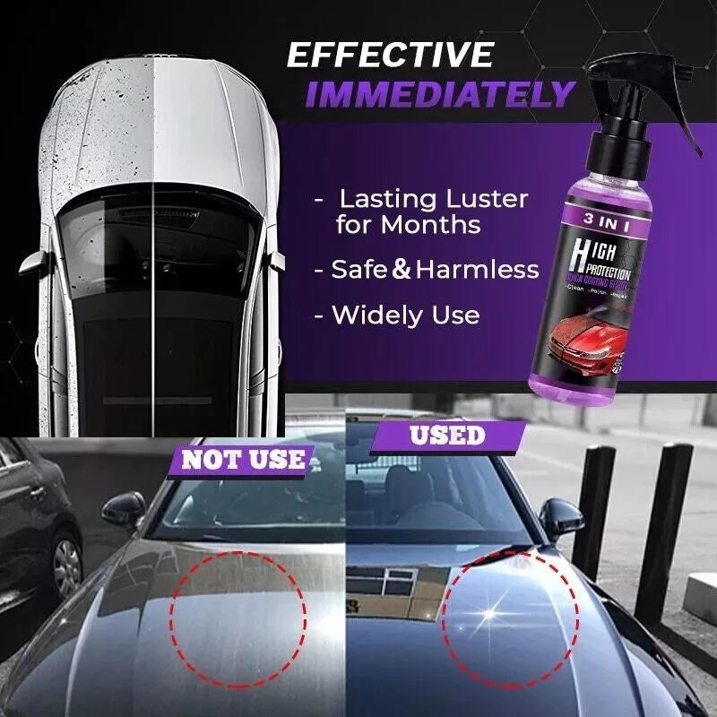 3 in 1 High Protection Quick Car Coating Spray 100ml (3 pcs)