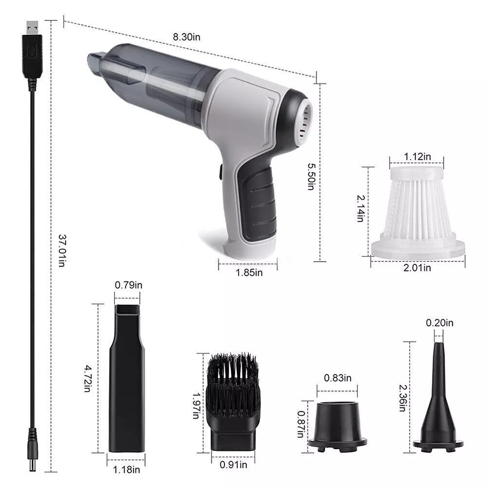 Cordless Car Vacuum Cleaner – High-Power Suction & USB Charging
