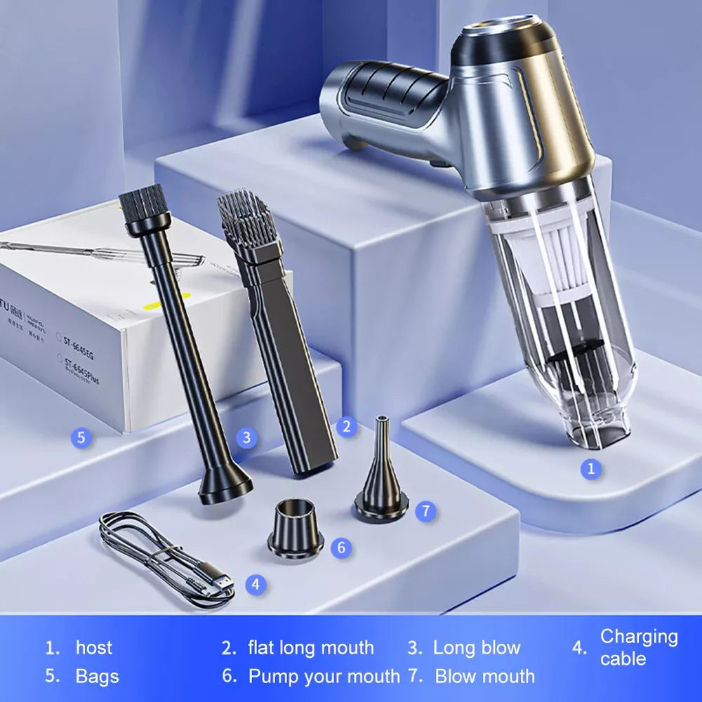 Cordless Car Vacuum Cleaner – High-Power Suction & USB Charging