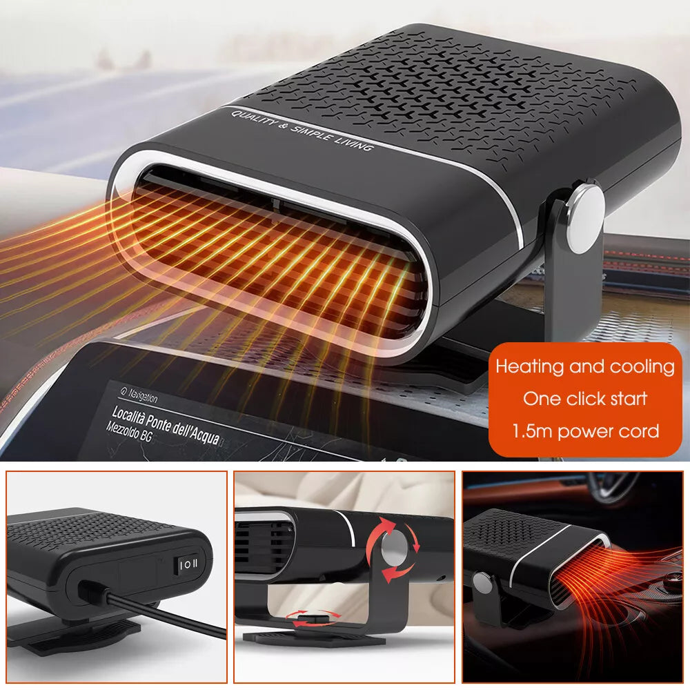 Portable Car Heater | Versatile 4-in-1 Fan for Heating, Cooling, and Defrosting Windshields - 12V connection