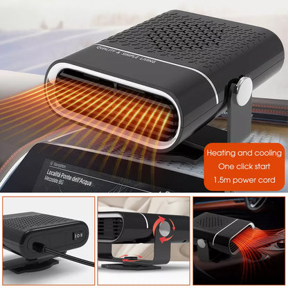 Portable Car Heater | Versatile 4-in-1 Fan for Heating, Cooling, and Defrosting Windshields - 12V connection