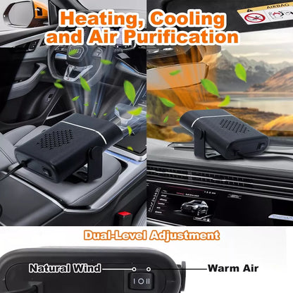 Portable Car Heater | Versatile 4-in-1 Fan for Heating, Cooling, and Defrosting Windshields - 12V connection