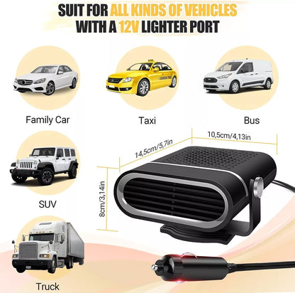 Portable Car Heater | Versatile 4-in-1 Fan for Heating, Cooling, and Defrosting Windshields - 12V connection