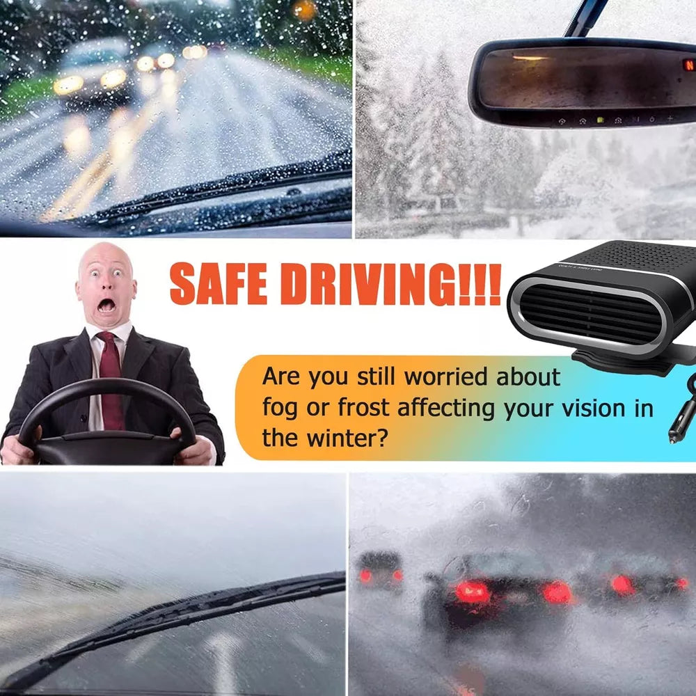 Portable Car Heater | Versatile 4-in-1 Fan for Heating, Cooling, and Defrosting Windshields - 12V connection