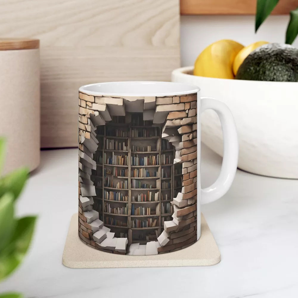3D Bookshelves Hole In A Wall Mug