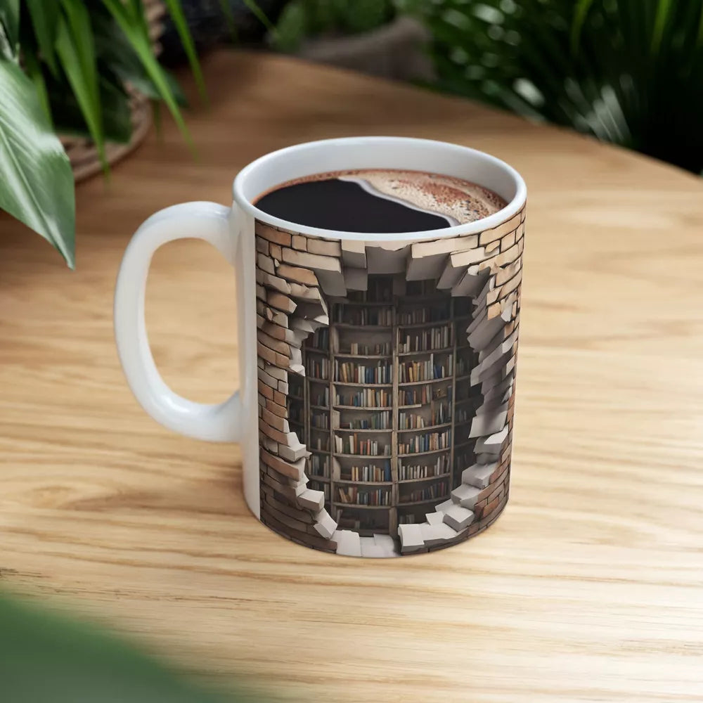 3D Bookshelves Hole In A Wall Mug