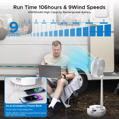 Portable Folding Fan 40000mAh