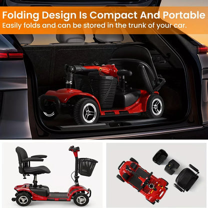 4 Wheel Electric Mobility Scooter Red