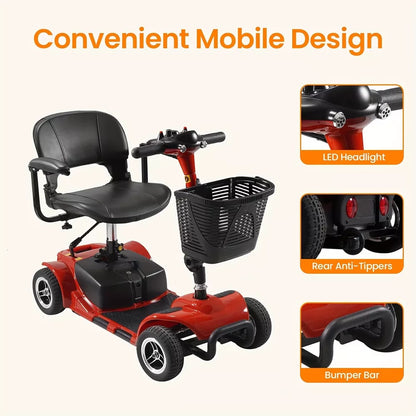 4 Wheel Electric Mobility Scooter Red