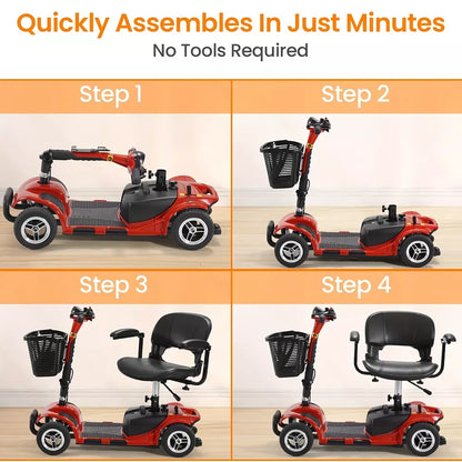 4 Wheel Electric Mobility Scooter Red