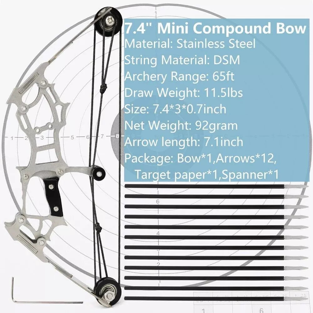 Cosnail Mini Bow and Arrow Set | Mini Stainless Steel Metal Compound Bow and...