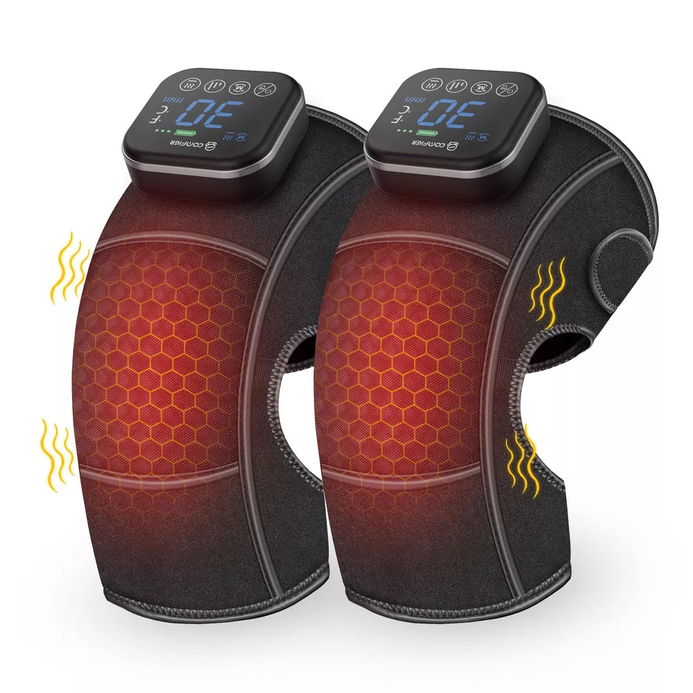 Heated Knee Brace for Arthritis, Cordless Knee Massager with Vibration, Heating Pad for Knee Shoulder (Pair Pack) Elbow
