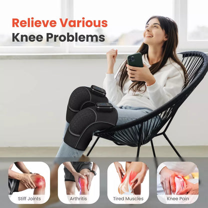 Heated Knee Brace for Arthritis, Cordless Knee Massager with Vibration, Heating Pad for Knee Shoulder (Pair Pack) Elbow