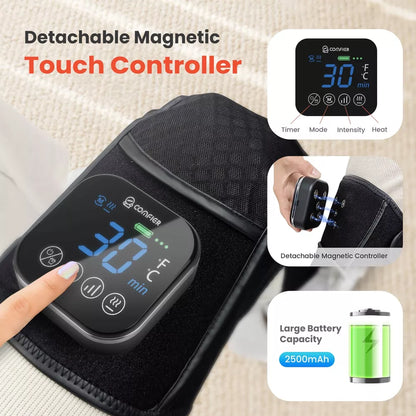 Heated Knee Brace for Arthritis, Cordless Knee Massager with Vibration, Heating Pad for Knee Shoulder (Pair Pack) Elbow