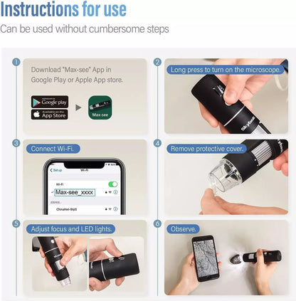 Portable Wireless Digital Microscope X4 Light Control-1600X