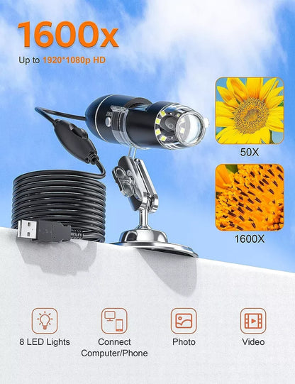 Portable Wireless Digital Microscope X4 Light Control-1600X