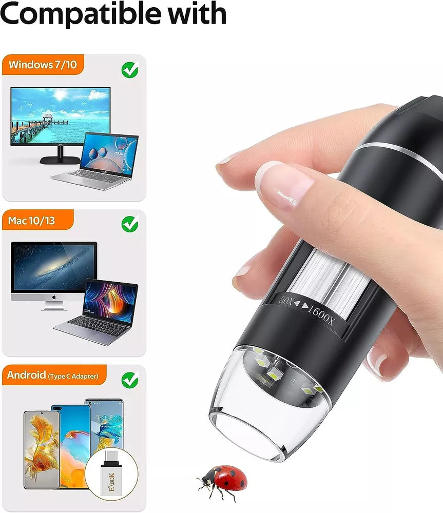 Portable Wireless Digital Microscope X4 Light Control-1600X