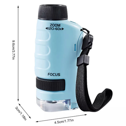 Kid's Portable Pocket Microscope With Adjustable Zoom 60-120x