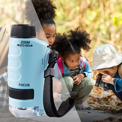 Kid's Portable Pocket Microscope With Adjustable Zoom 60-120x
