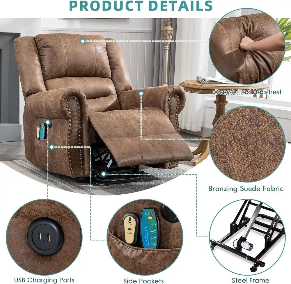 Large Lift Recliner Chair with Heat and Massage