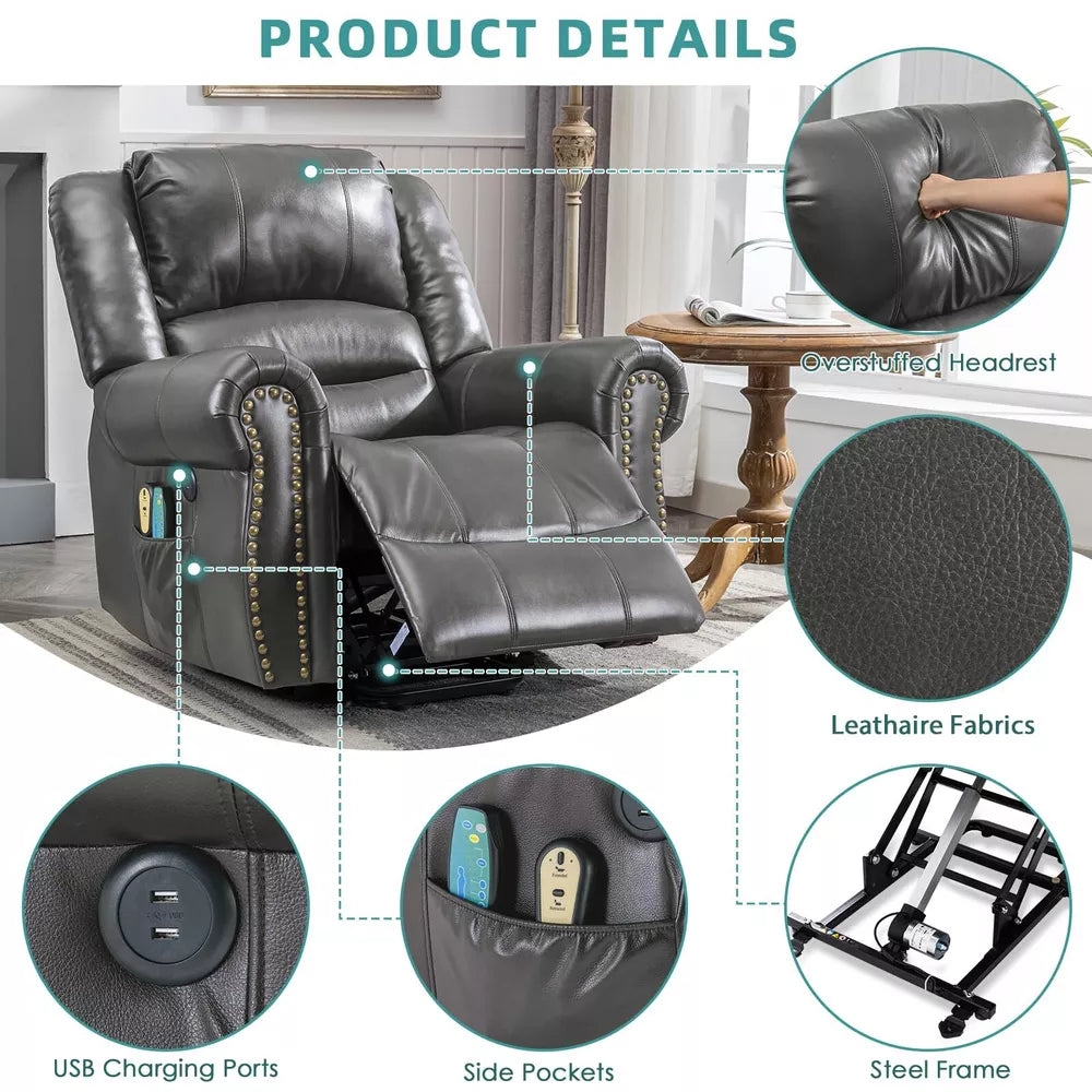 Large Lift Recliner Chair with Heat and Massage